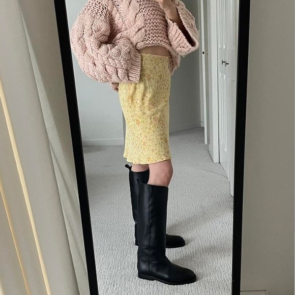 Zara black leather knee high boots blogger style toteme khaite the row - Picture 5 of 16